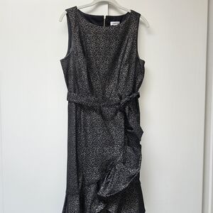 Calvin Klein Black and Gold Midi Dress